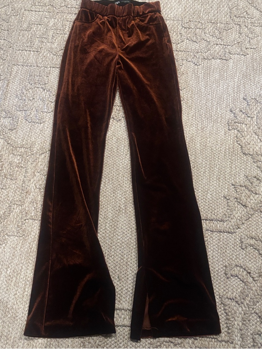 Zara Brown Velvet Flared Leggings